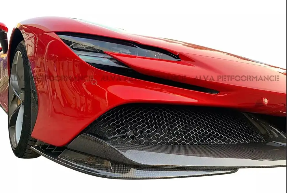 Oem Type Dry Carbon Fiber Body Kits For Ferrari Sf90 Front Lip Side