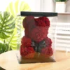 Flower bear + 40cm gift box + lamp-wine red