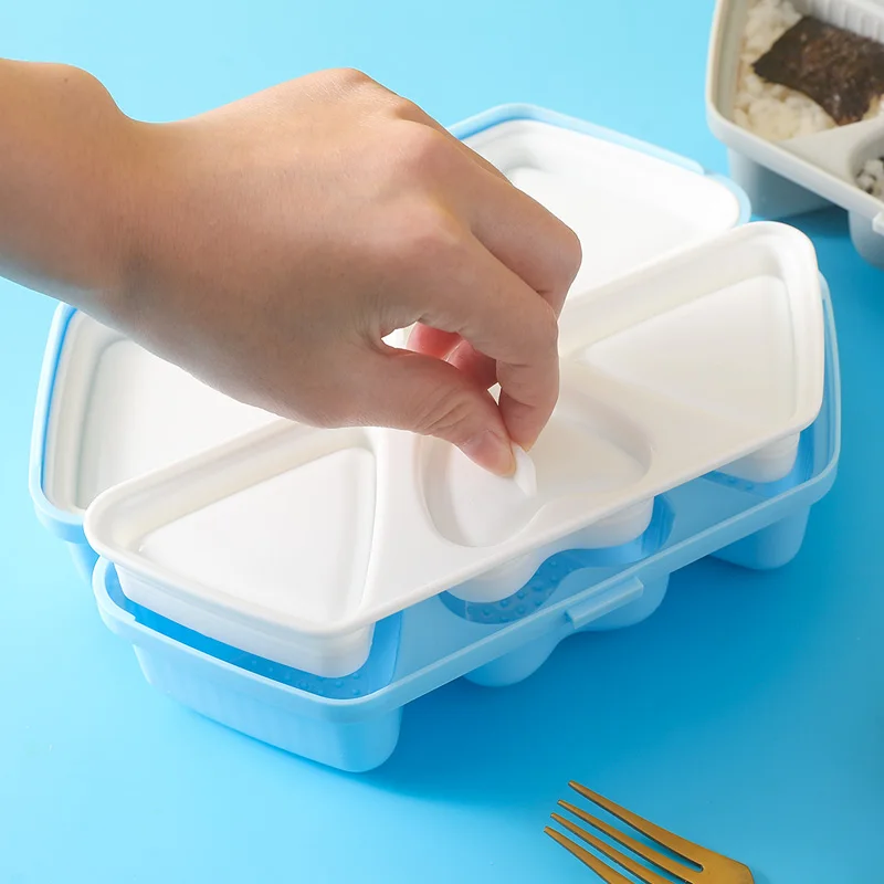 Форма для рисовых шариков с антипригарным покрытием, 6 в 1, треугольная форма для приготовления онигири с рисовой лопаткой для приготовления суши