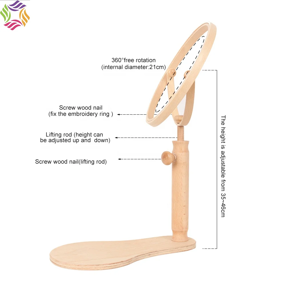 Wooden Embroidery Stand 360 Rotating Adjustable Desktop Stand