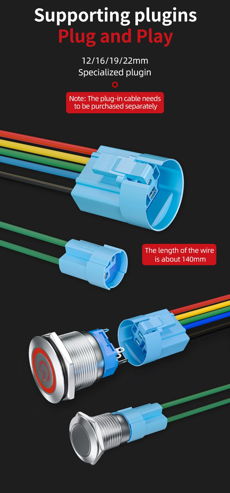 High Quality Brass IP65 Home Appliance Push Button Switches 12mm-22mm Momentary