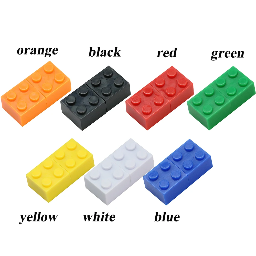 Small Plastic Toy Brick Flash USB 2.0 Memory Drive 1GB-64GB Capacities Laser Engraved Logo PC Compatible Promotions