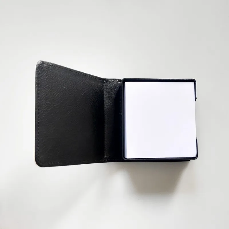 Design Square Sticky Notepad Holder Customized Logo Memo Pad Box Blank Sublimation Pu Leather Sticky Notes Box