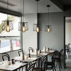 Modern Office Indoor Lighting Retro Iron Pendant Chandelier E27 Base Loft Ceiling Light Industrial Hanging Lamps