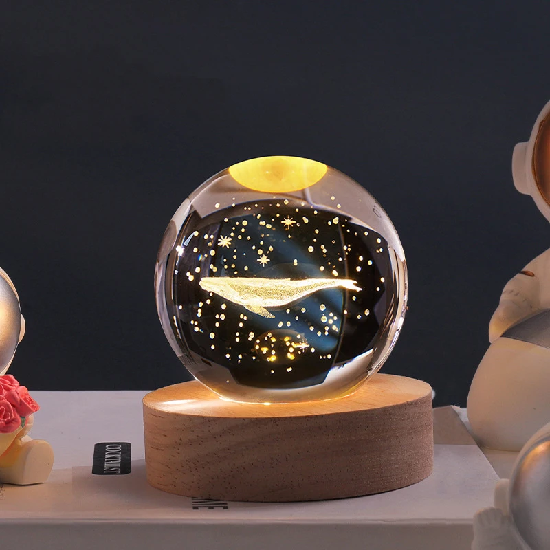 Solar System Led Night Lights 3d Luminous Crystal Ball Decoration Art ...