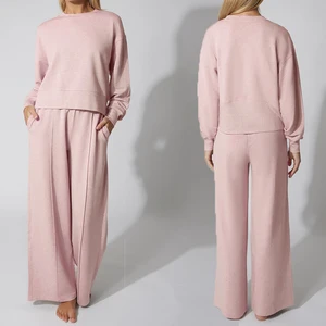 Women's High Waist Slimming Sweat Suit Leisure Jogging Wear Long Sleeve Sports Pants Activewear Running Fitness Sets for Women