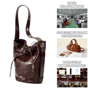 Manufacturer Wholesale Women's Retro Leather Bucket Bag OEM/ODM Customized High-quality Shoulder Bag Handbags for Ladies