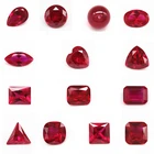 Wholesale round/oval/pear faceted cut shape 5# pigeon blood red corundum loose gemstones synthetic 5# red ruby corundum gems