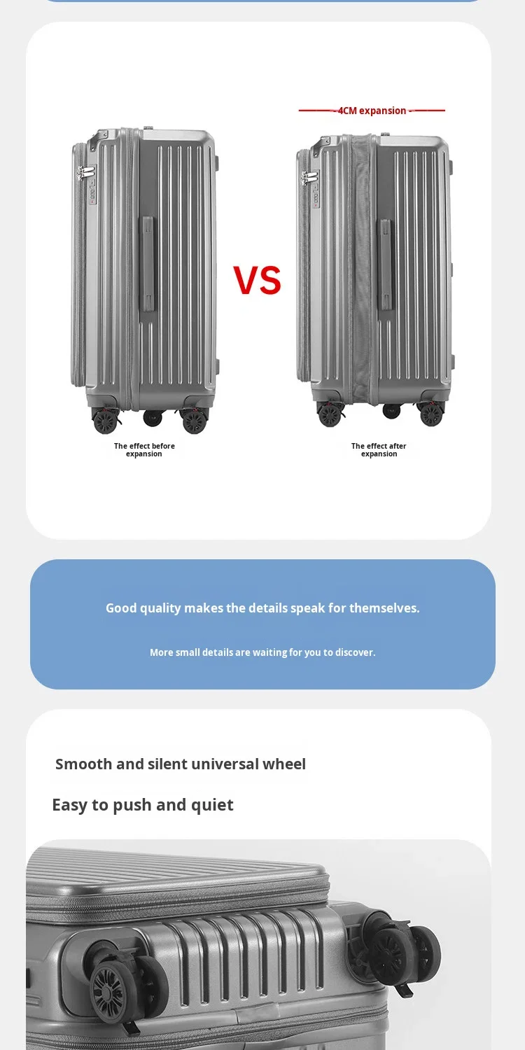 30 Inch PC Zipper Side Opening Luggage Large Capacity Expandable Rolling Suitcase Carry-on Travel Case 5 Wheels supplier