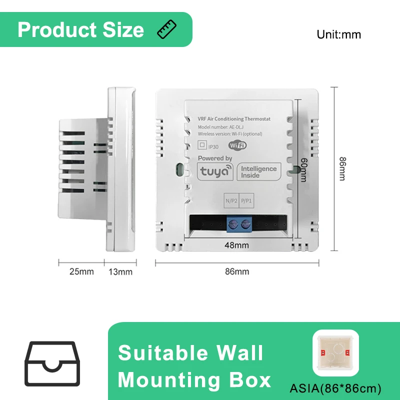 Smart Tuya Duct Split Unit Thermostat for Mitsubishi Ogeneral Daikin Midea VRF VRV Hitachi Support Alexa Google Voice Assistant