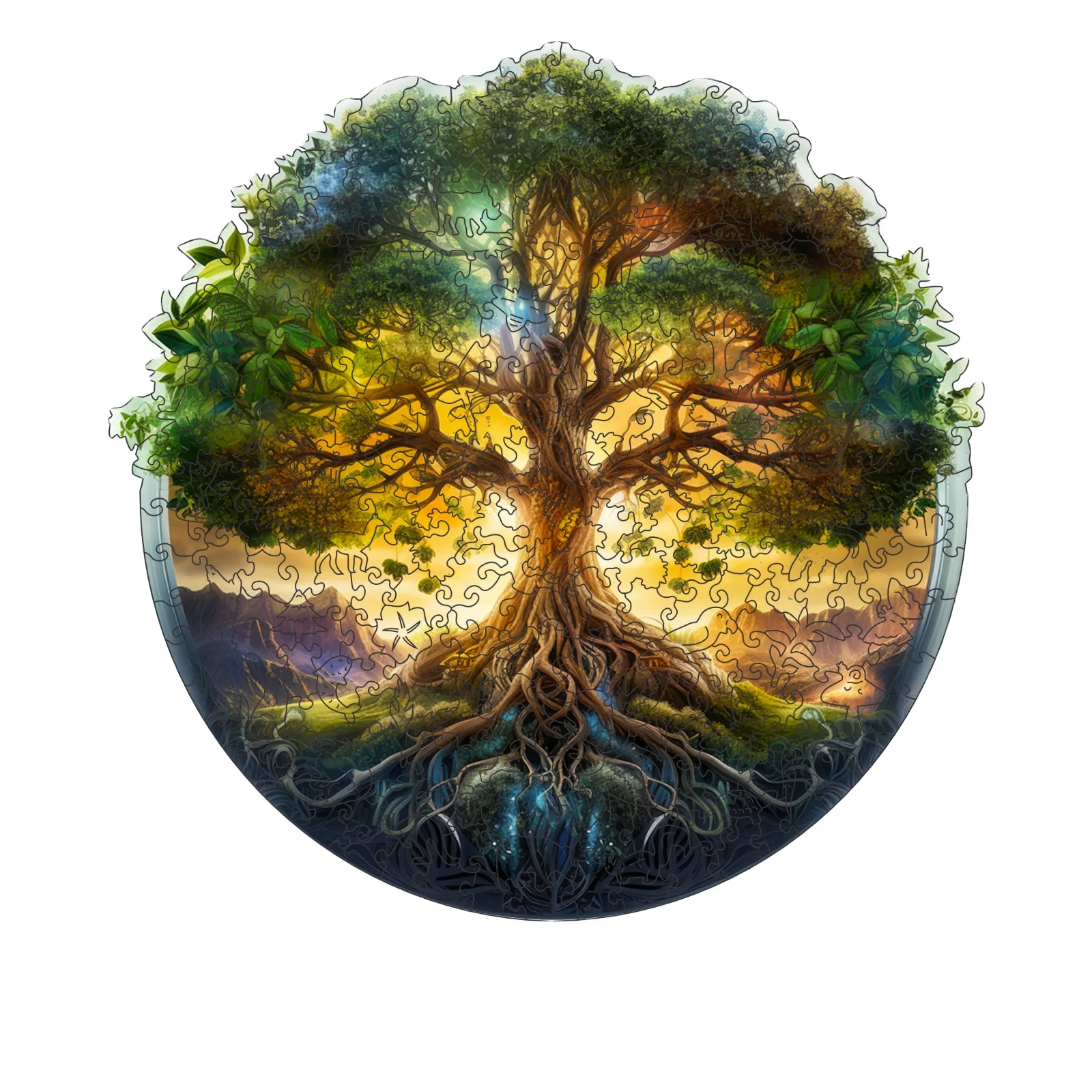 Factory Direct Sales Support Customization Animal Shaped Tree of Life Kids Toys Wooden Jigsaw Puzzles for Family Game Play