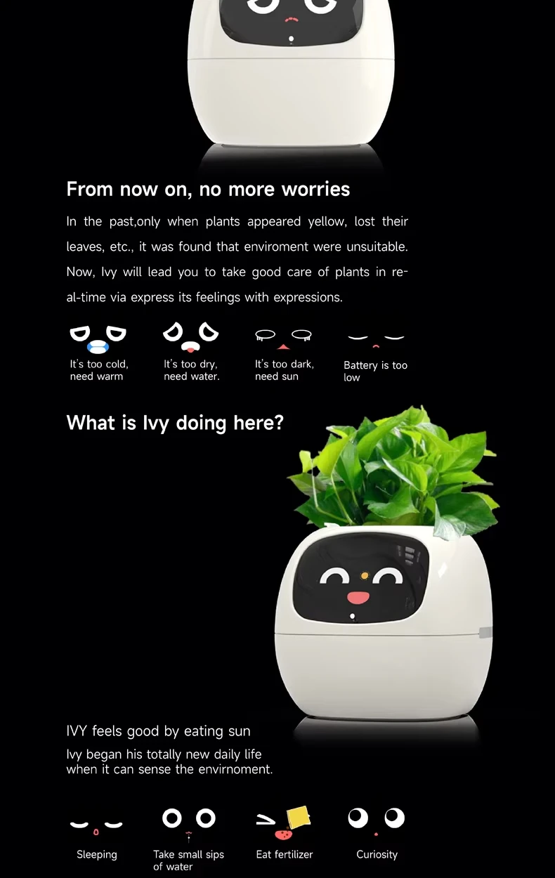 Best Selling Intelligent Lazy Person Automatic Water Absorbing Smart Cute Pet Flower Pot USB Rechargeable Indoor Potted