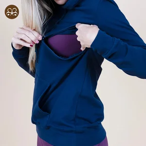 Wholesale High Quality Women's Nursing Top Maternity Zipper Long Sleeve Custom Breastfeeding Hoodie