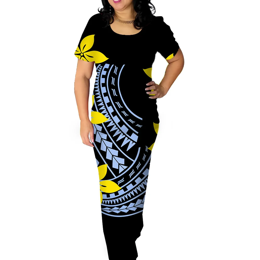 Polynesian Tribal Maxi Dress Samoan Puletasi Plus Size Women's Clothing ...