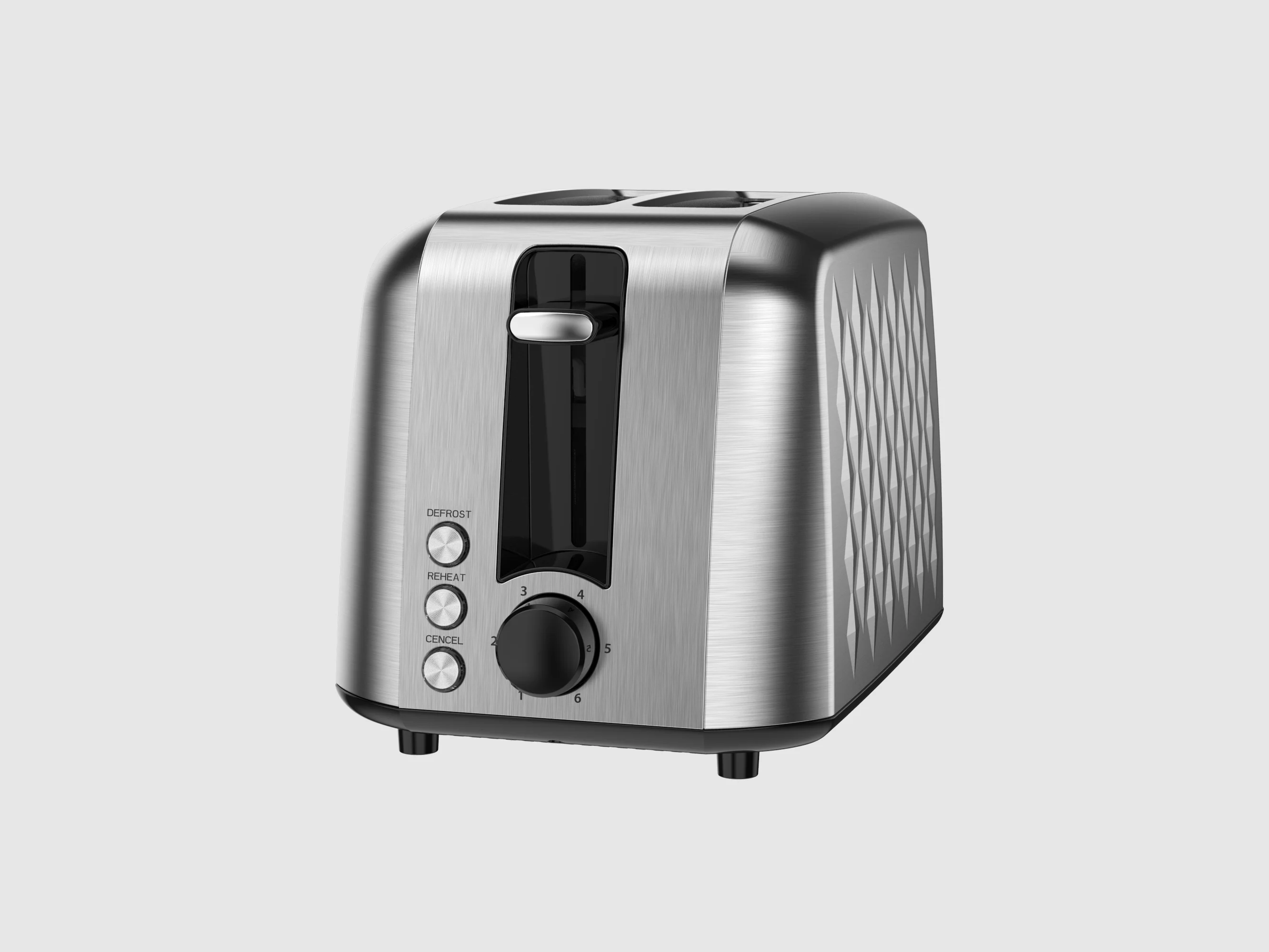 2 Slice Stainless Steel Toaster With Defrost,Reheat And Cancel Function