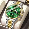 5 green dial silver gold strap