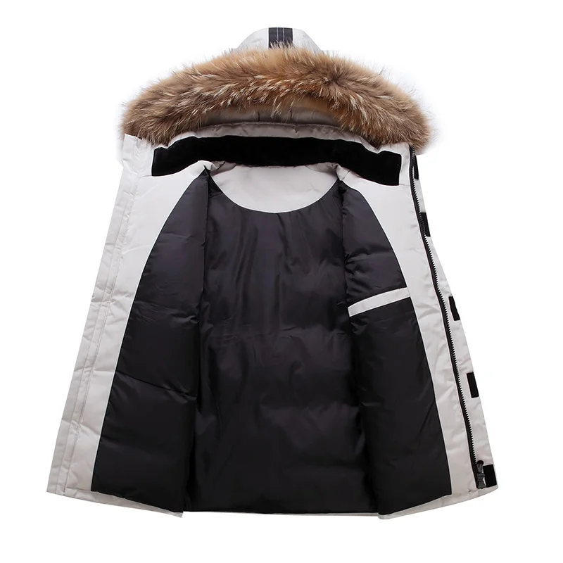 Winter New Men Solid-Color 90% White Duck Down Men's Stand Collar Warm Thick Jackets Male Detachable H Casual Parka_voghion.com