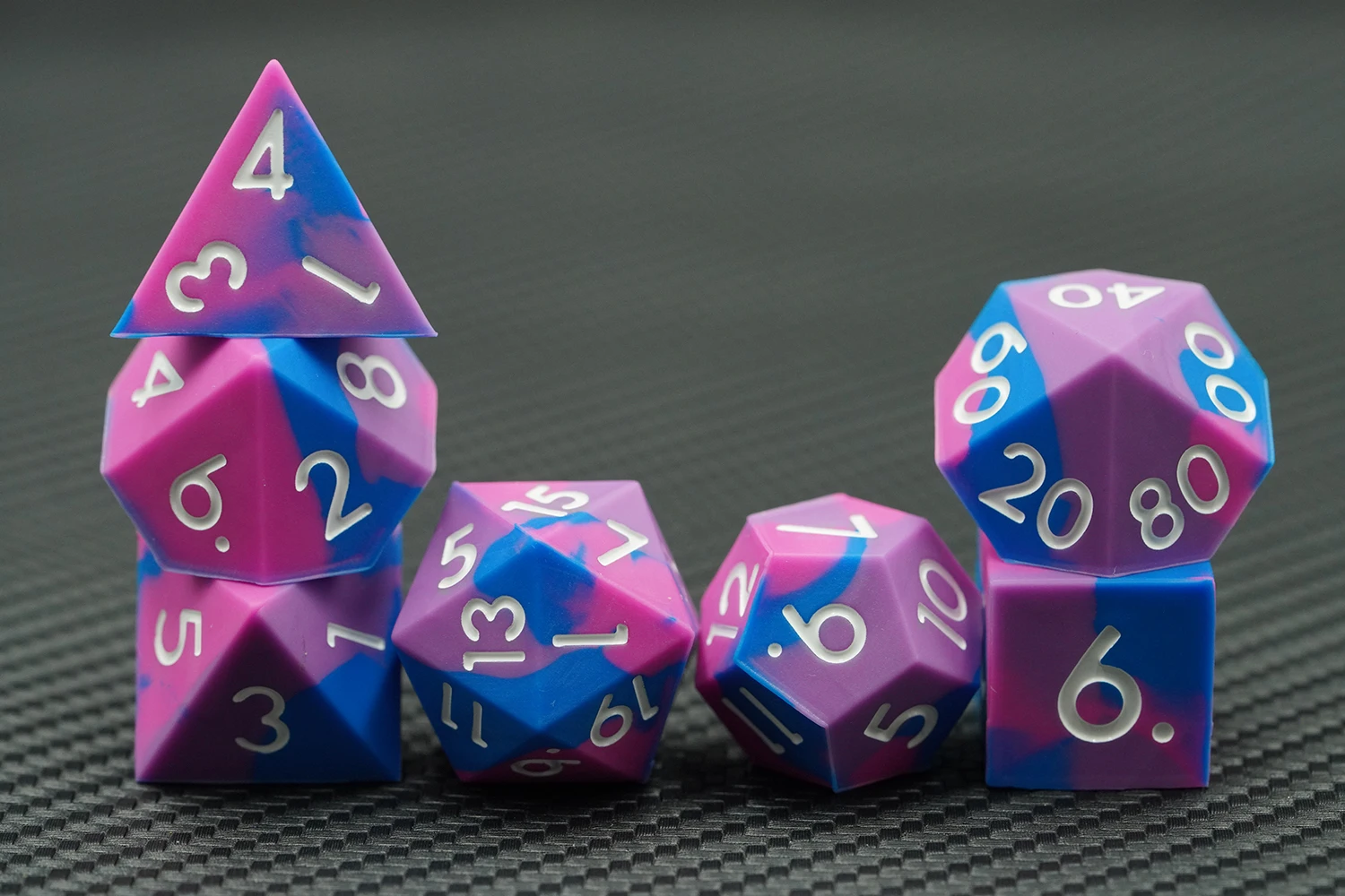 7 Piece Silicone DND Dice Set DND Tabletop RPG Games Sharp Edge Squishy Rubber 3 Color Mix 16mm Size factory
