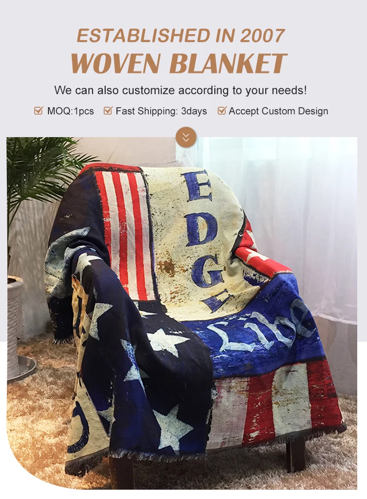 Custom Designer Personalized Cotton Polyester Jacquard Woven Throw