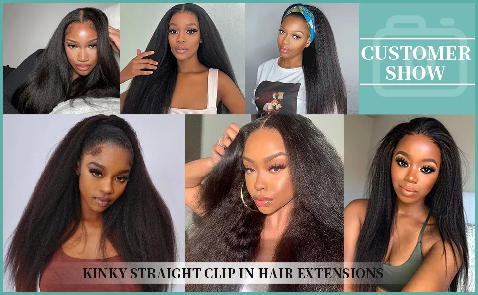 Brasilianische Kinky Straight Clip In Echthaar Extensions_voghion.com