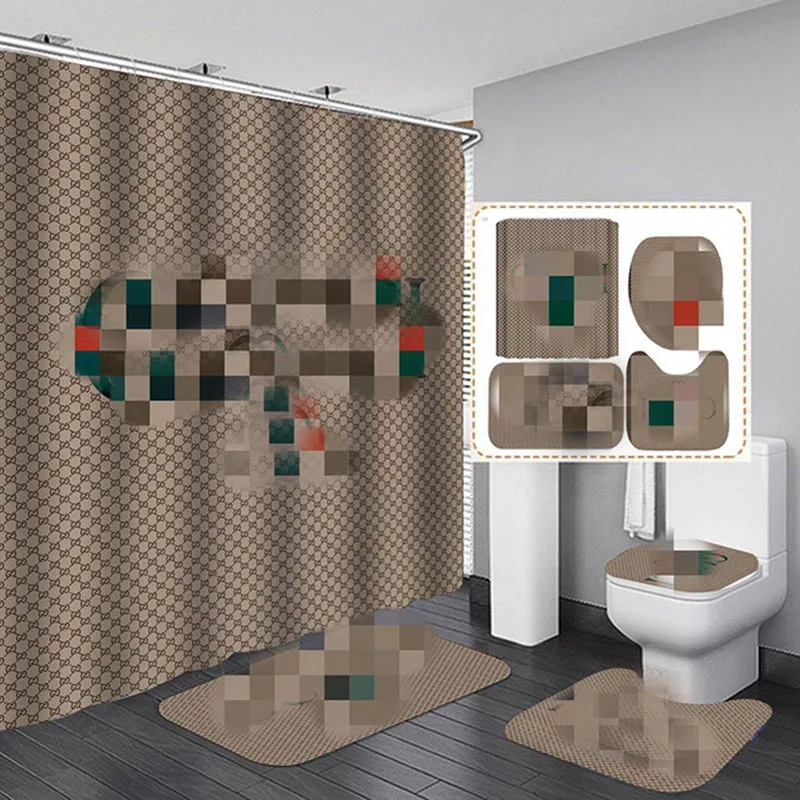 Customizable Brand Name Shower Curtain Mat Set Bath Curtain Bathroom