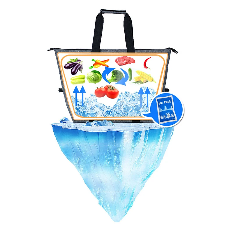 Custom food storage large capacity cooler bag foldable camping picnic insulated shoulder lunch bags