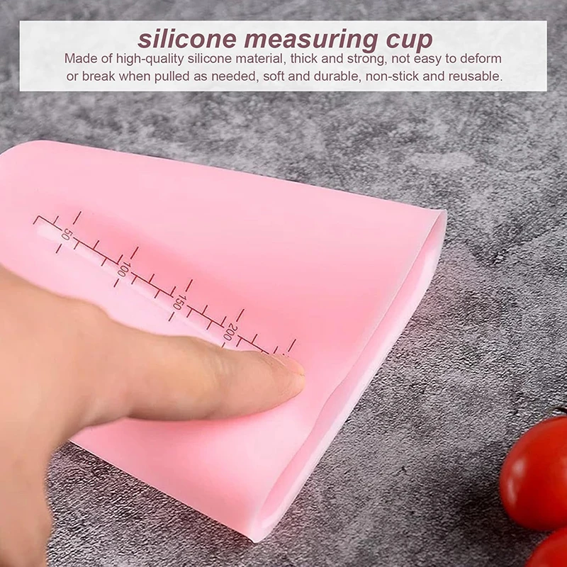Silicone Measuring Jug Set of 3-Pieces for Kitchen Baking/3pcs Silicone Measuring Cups with Measurement; 240/480/960ML