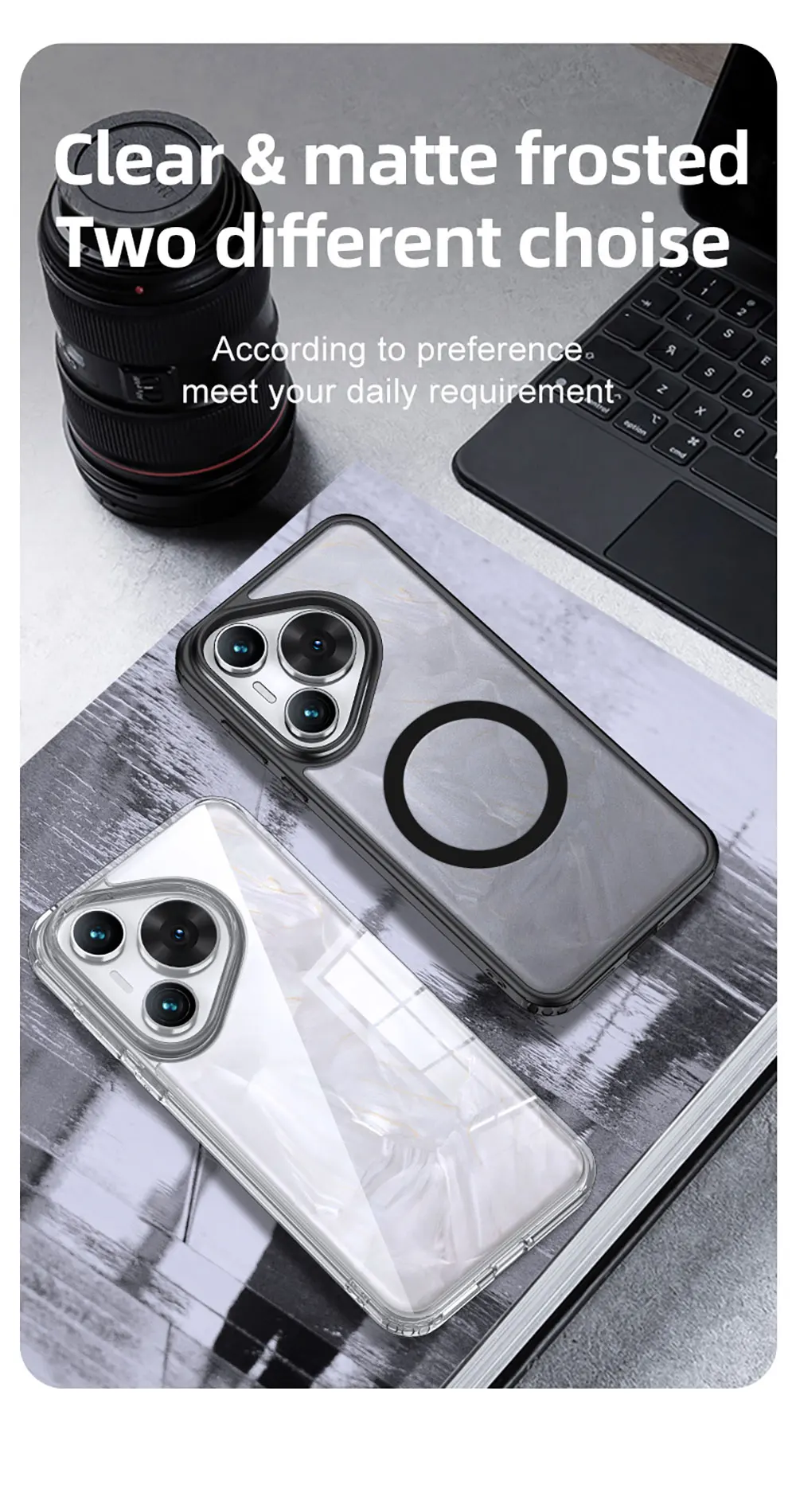 Magnetic Ring Case For Huawei P70 Pro Lens Films Camera Protector Clear Phone Transparent Frosted Matte WLS90 wlons supplier