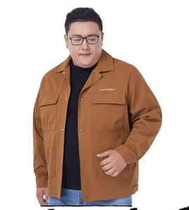 Direct Selling Plus Size Clothing Manufacturers Custom  Overweight Men Khaki Work  Jacket for Men