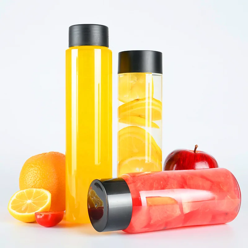 XYA disposable pet transparent plastic creative cold tea bottle Fruit juice tea bottle with lid details