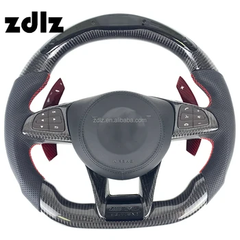 Custom LED Carbon Fiber Steering Wheel with Shift Paddles For Mercedes Benz AMG A45 C43 C63 E63 S63 W205 W213 W222