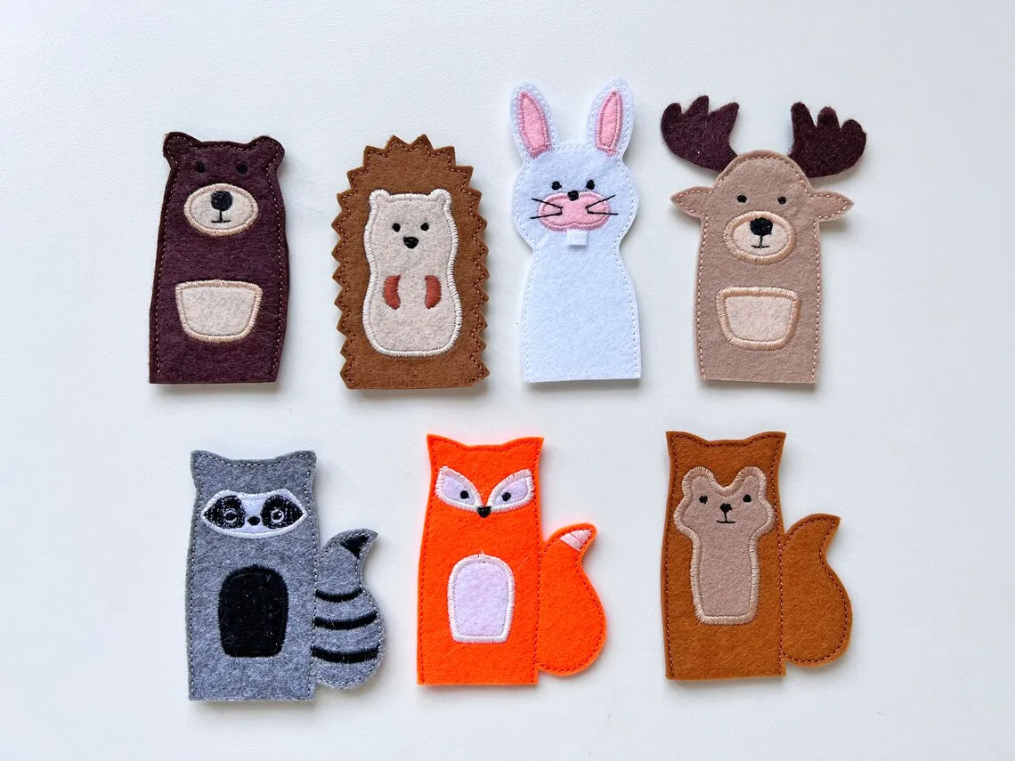 Custom Felt Animal Finger Puppet Kids Toy Woodland Felt Animals Finger ...