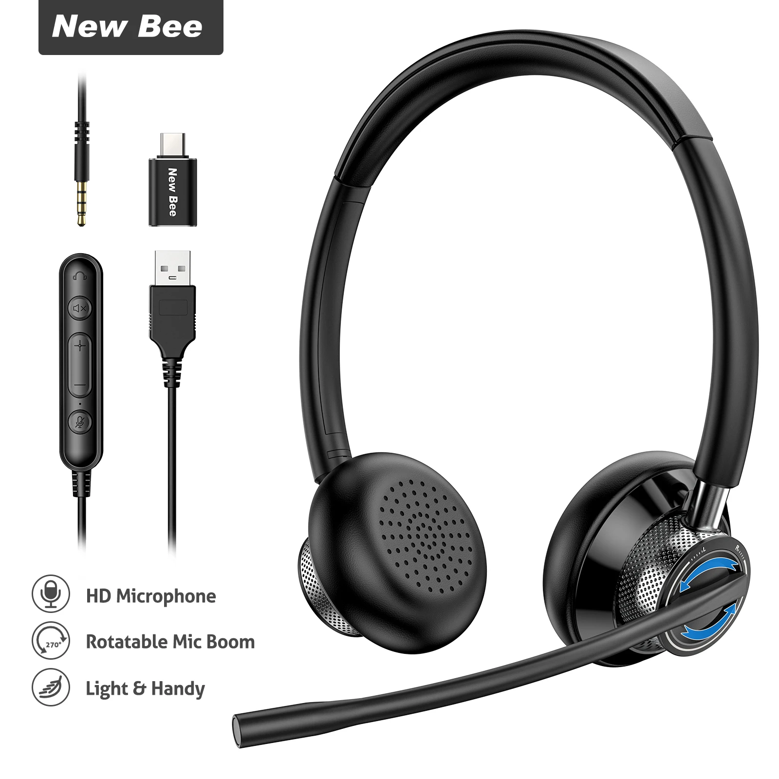 New Bee Headset Con Buen Microfono New Bee USB Headset With