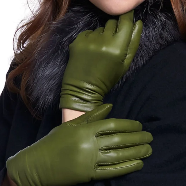 
ZF5005 оптовая продажа, Женские Простые Стильные зимние кожаные перчатки классического цвета для женщин 