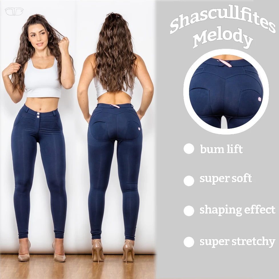 Shascullfites gym and shaping Blue Pleather Pants Navy Faux