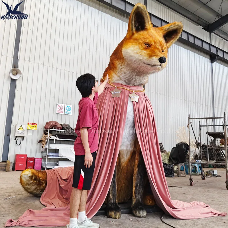 Großes künstliches 3D-Fuchs-Statue, lebensgroße Animatronik-Tiermodelle mit Ton und Bewegung