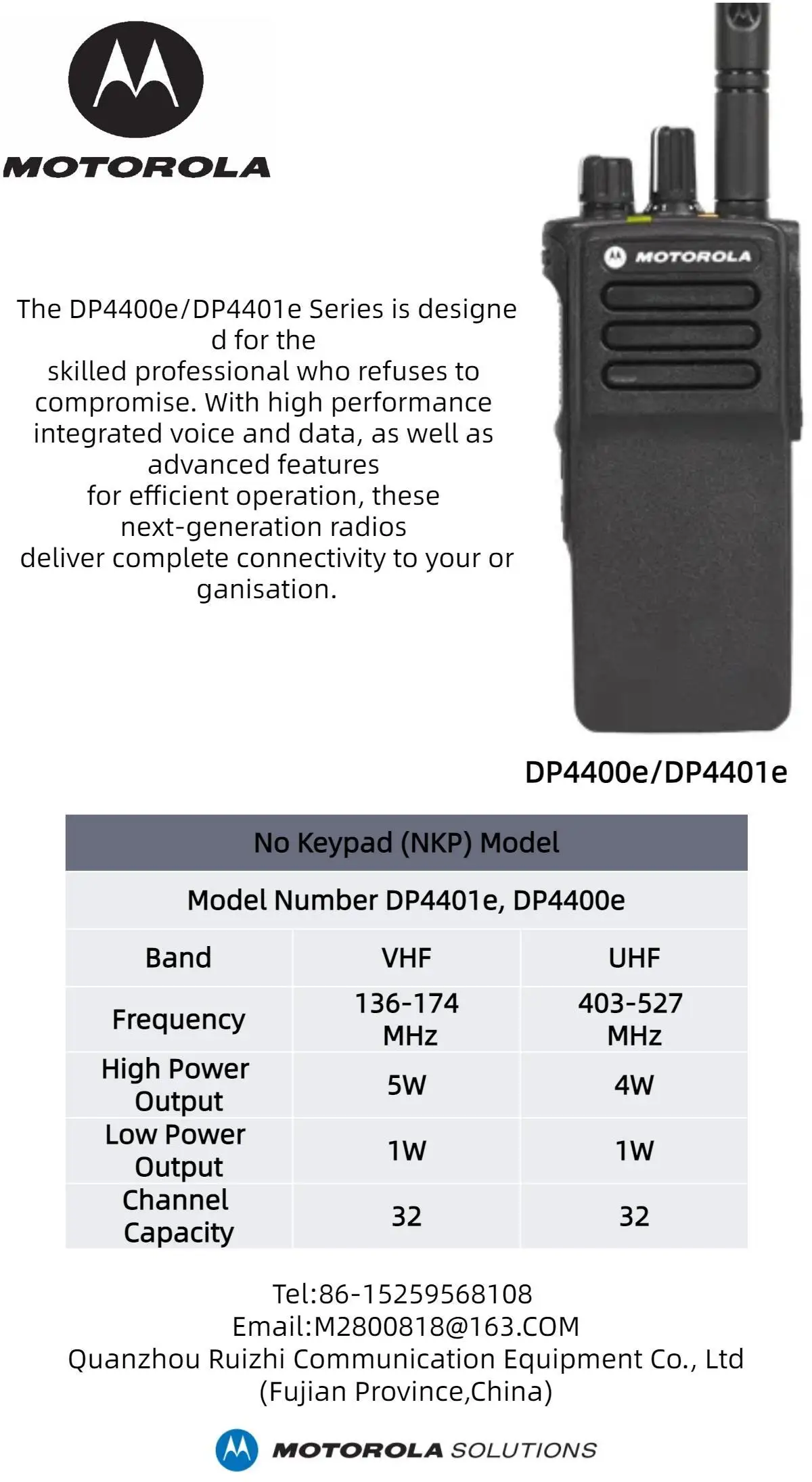 Original Motorola DP4400e AES256 Remote Digital Handheld Dual-band Walkie-talkie DGP5050e Wireless Call High-power Radio
