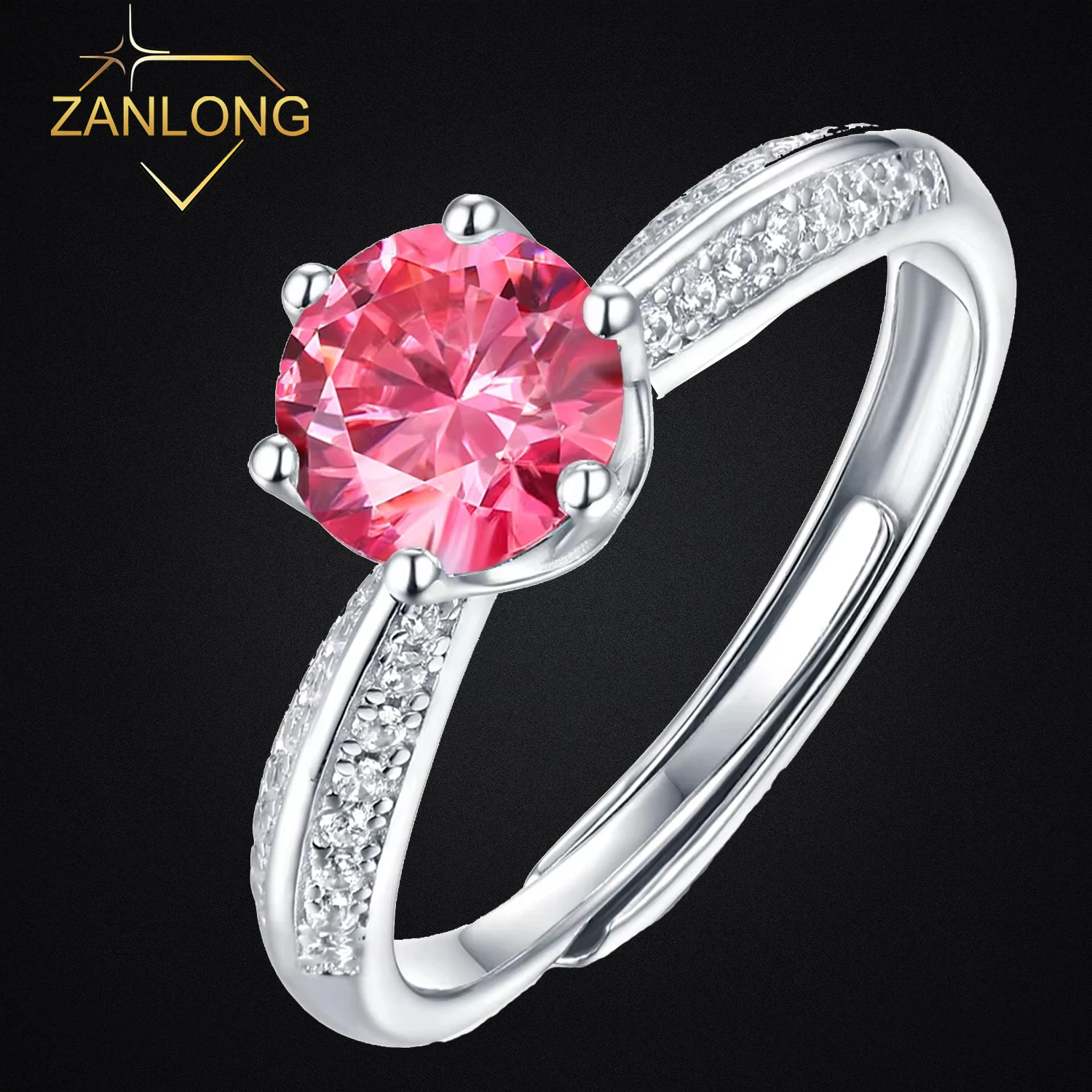 Zanlong 4149 Luxury Moissanite 925 Sterling Silver Ring Six Claws