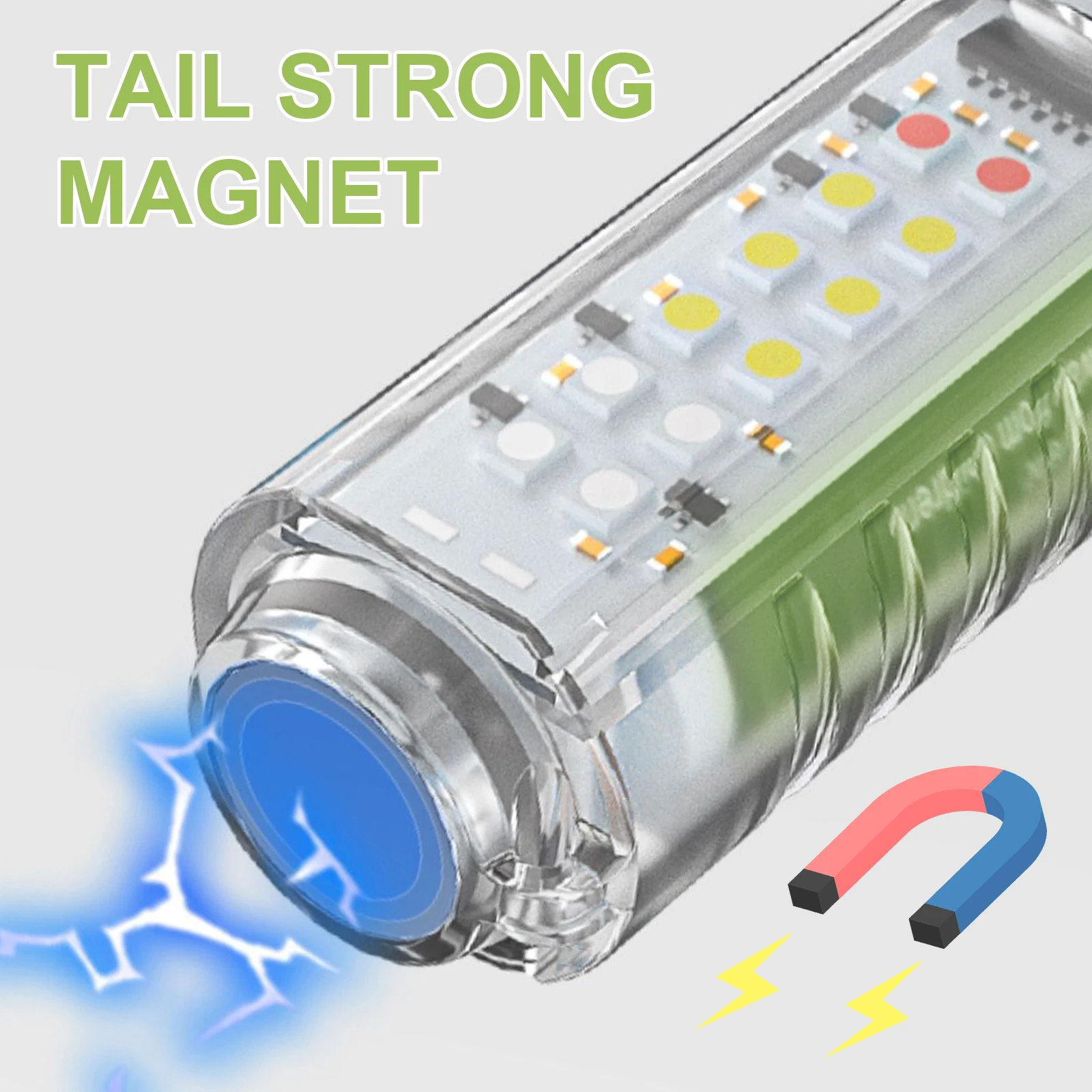 Mini LED Rechargeable Zoomable Flashlight High Power Waterproof Magnetic Torch with Clip for Outdoor Camping Fishing IP65 Rated