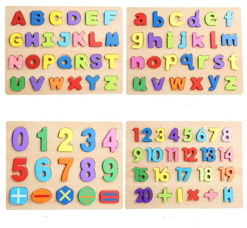 Wooden ABC Alphabet Puzzle Chunky Puzzle Board Early Learning Educational Toys 
