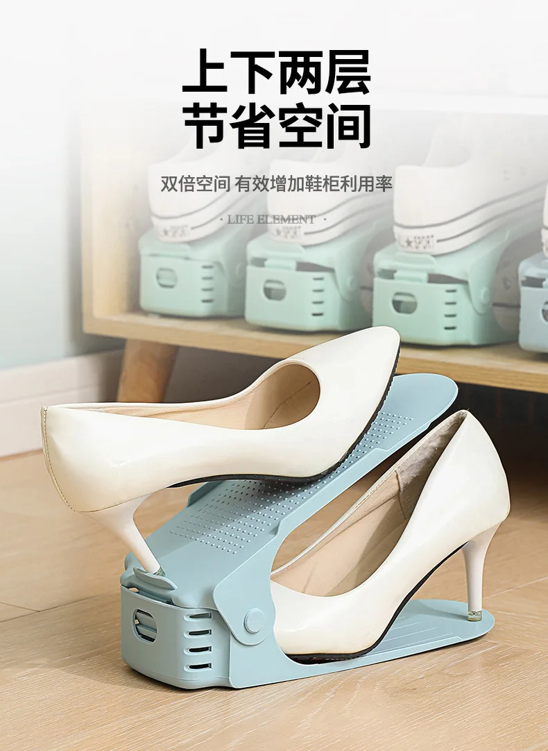 Adjustable storage double-layer thickened shoe rack Layered shoe support household dormitory storage rack shoe cabinet factory