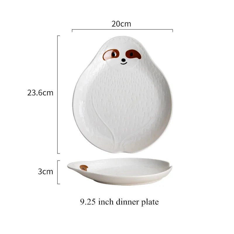 product fenn cartoon ceramic cute dinnerware animal sloth plate breakfast salad fruit bowl creative restaurant aesthetic dinner plate-56