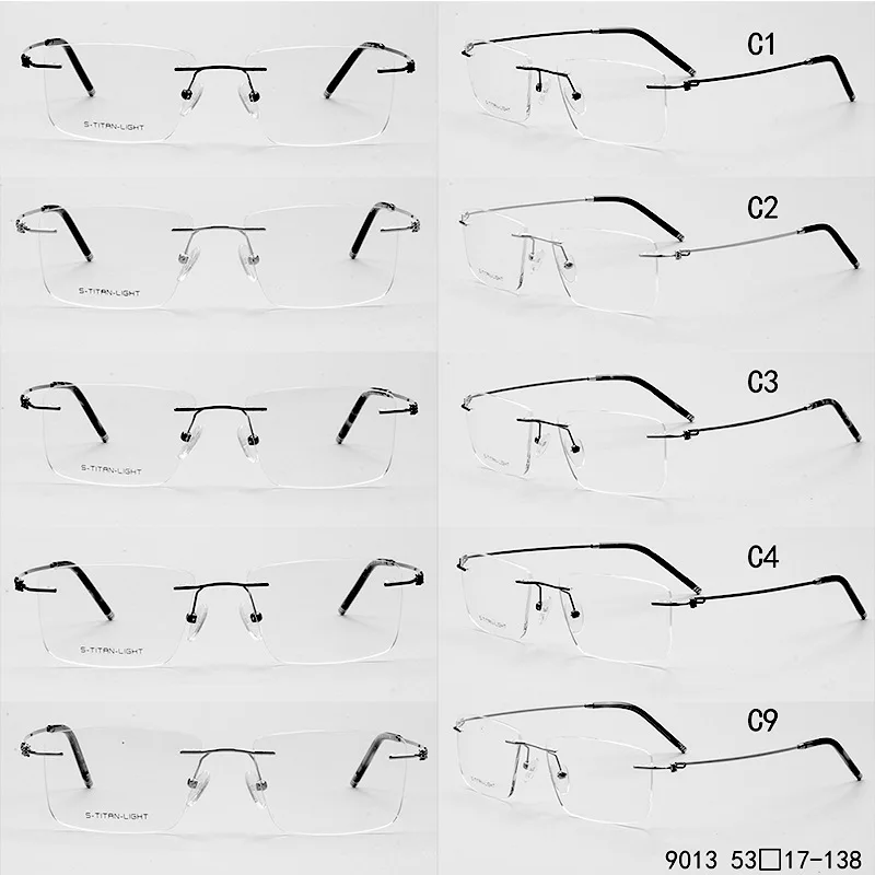 Stock Men's Square Rimless Custom Prescription Glasses High Quality ...