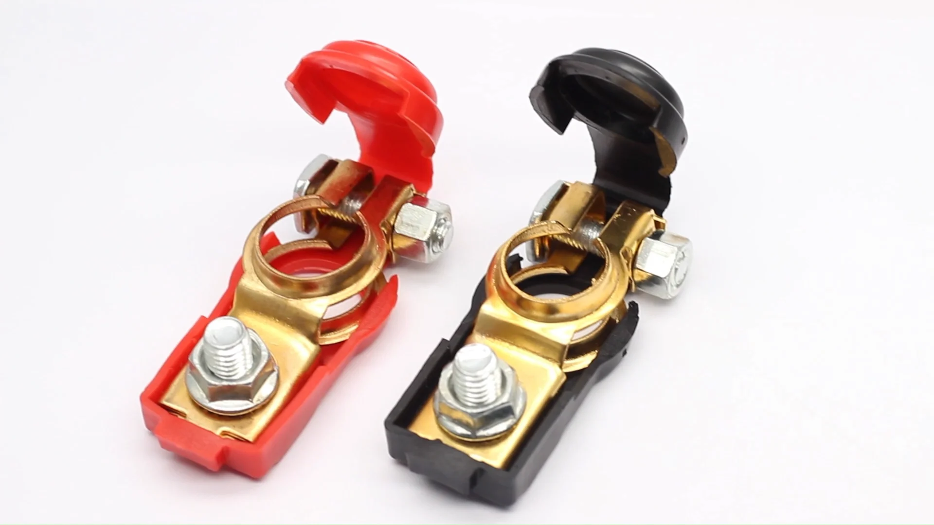 thumbnail image 2 of Pair Wired Battery Cable Head And Clamps – Copper, Rubber Insulated, Italy Made 2 of 6