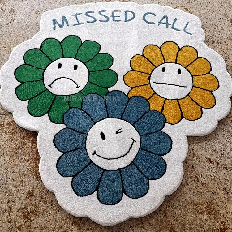 Takashi Flower Floor Mat Rainbow × Ecru村上隆フロアマット Murakami