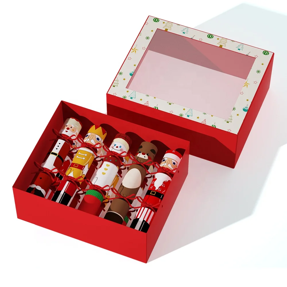 고급형 메리 크리스마스 폭죽 없이 즐기는 실내용 팝팝 파티 모자, 농담 및 작은 선물 포함, 크리스마스 선물용 크래커