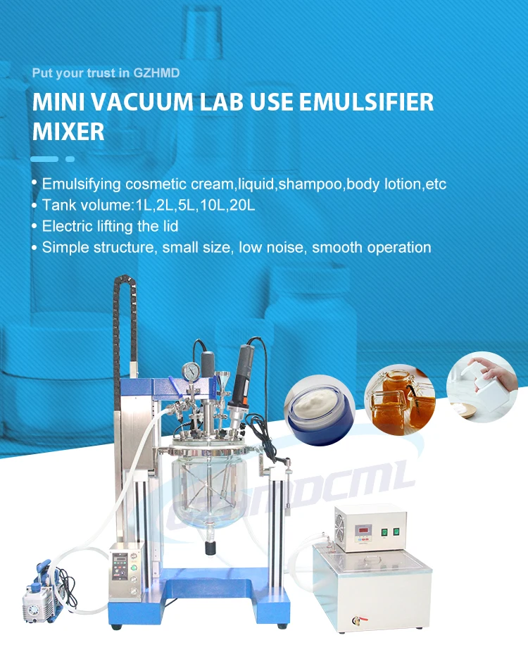 Small Scale Emulsifier Homogenizer Reactor Lab Vacuum Mixer For