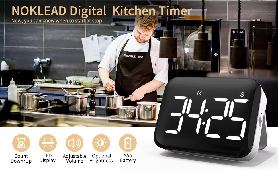 Kitchen Baking Countdown Reminder Student Study High School Exam Digital Silent Timer