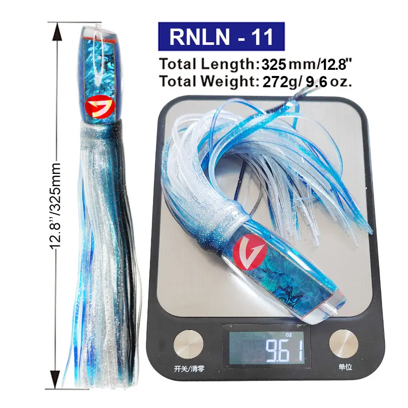 6 Colors 6.5''/200g Resin Head Octopus Soft Skirt Lure Deep Sea Boat Fishing Big Trolling Bait for Tuna Wahoo Fast Sinking