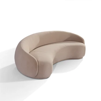 Semicircle curved sofa moon shaped round cashew sofa style Semicircular hotel lobby living room modern velvet fabric sofa